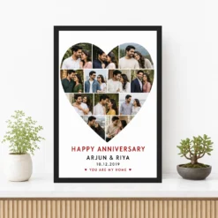 Anniversary Heart Collage Rose Photos Romantic Couple Photo Frame mockup 3
