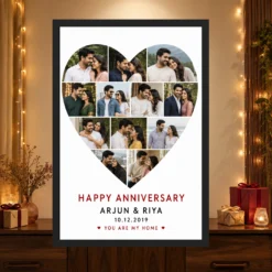 Anniversary Heart Collage Rose Photos Romantic Couple Photo Frame mockup 4
