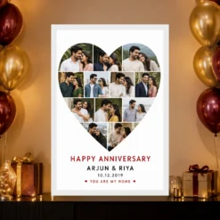 Anniversary Heart Collage Rose Photos Romantic Couple Photo Frame mockup 10