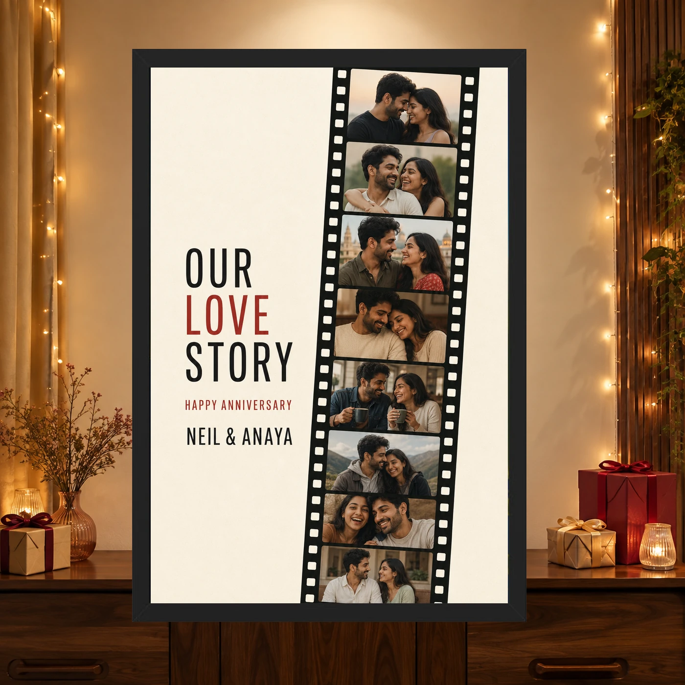 Anniversary Polaroid Strip Film Memories Couple Vintage Photo Frame 4 Anniversary Polaroid Strip Film Memories Couple Vintage Photo Frame mockup 4