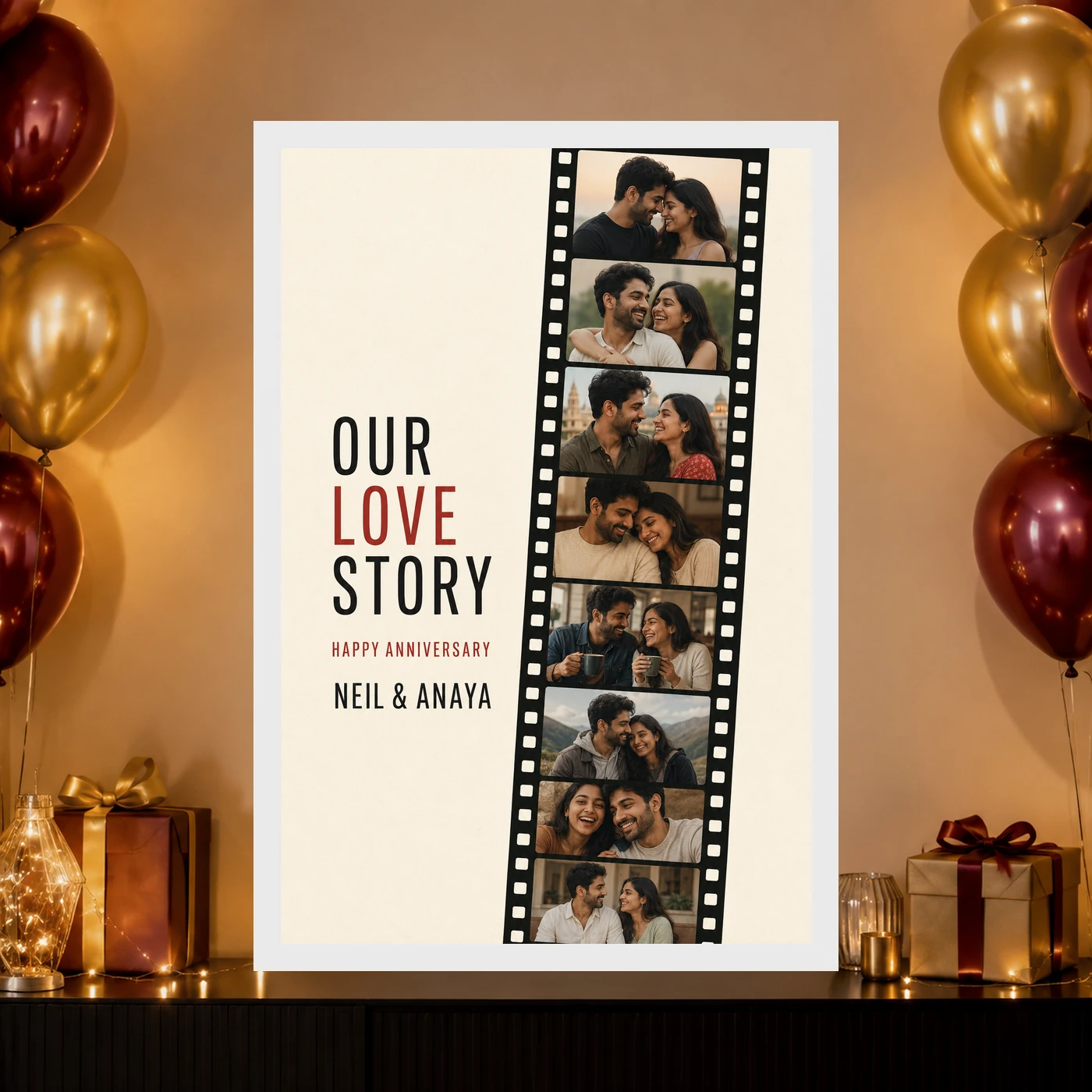 Anniversary Polaroid Strip Film Memories Couple Vintage Photo Frame 10 Anniversary Polaroid Strip Film Memories Couple Vintage Photo Frame mockup 10