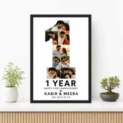First Anniversary Milestone 1 Year Married Floral Love Photo Frame mockup 3