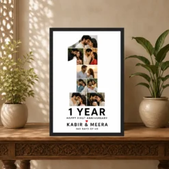 First Anniversary Milestone 1 Year Married Floral Love Photo Frame mockup 5