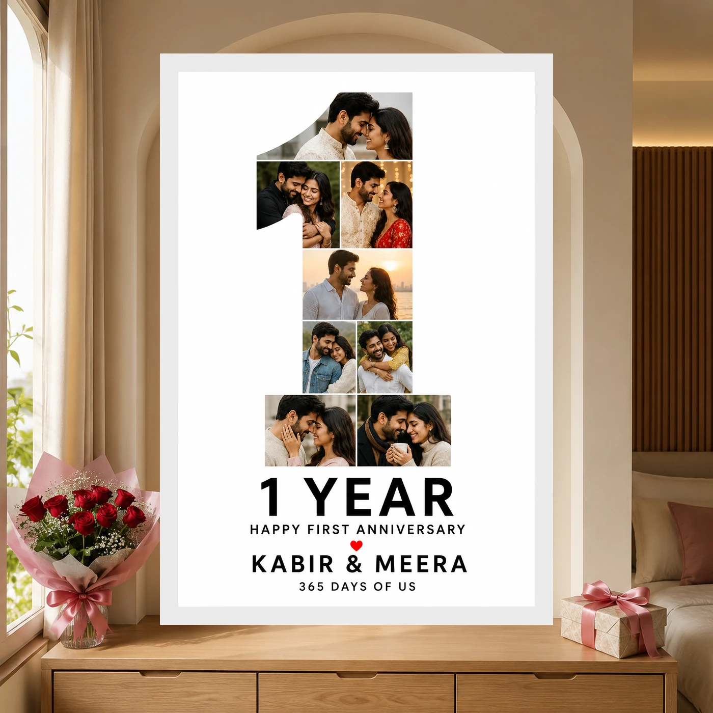 First Anniversary One Year Together Love Story Romantic Photo Frame 6 First Anniversary One Year Together Love Story Romantic Photo Frame mockup 6