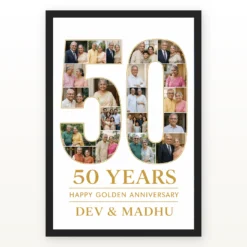 Golden 50th Anniversary Milestone Jubilee Celebration Photo Frame mockup 1