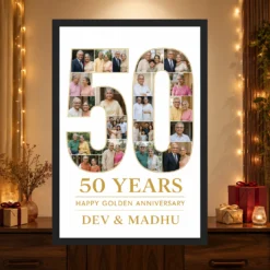 Golden 50th Anniversary Milestone Jubilee Celebration Photo Frame mockup 4
