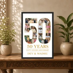 Golden 50th Anniversary Milestone Jubilee Celebration Photo Frame mockup 5
