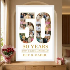 Golden 50th Anniversary Milestone Jubilee Celebration Photo Frame mockup 6