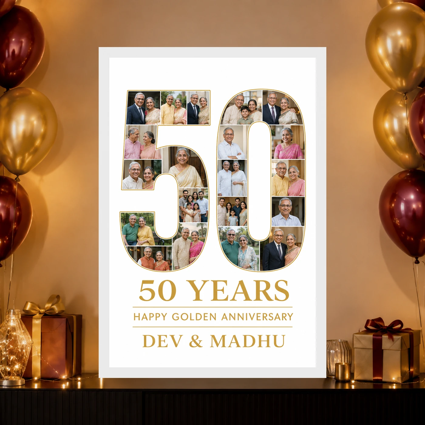50 Years Golden Anniversary Milestone Elegant Celebration Photo Frame 10 50 Years Golden Anniversary Milestone Elegant Celebration Photo Frame mockup 10
