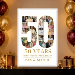 Golden 50th Anniversary Milestone Jubilee Celebration Photo Frame mockup 10