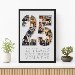 Silver 25th Anniversary Milestone Celebration 25 Years Photo Frame mockup 3