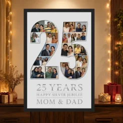 Silver 25th Anniversary Milestone Celebration 25 Years Photo Frame mockup 4