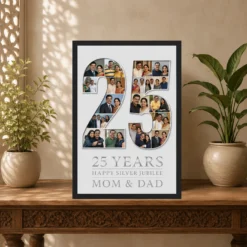 Silver 25th Anniversary Milestone Celebration 25 Years Photo Frame mockup 5