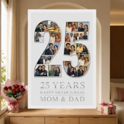 Silver 25th Anniversary Milestone Celebration 25 Years Photo Frame mockup 6