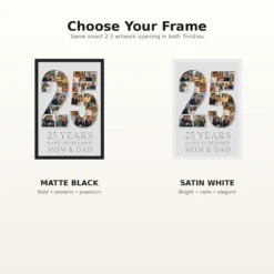 Silver 25th Anniversary Milestone Celebration 25 Years Photo Frame mockup 7