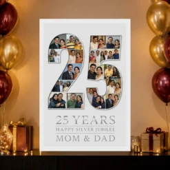 Silver 25th Anniversary Milestone Celebration 25 Years Photo Frame mockup 10