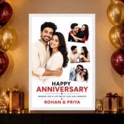 Happy Anniversary Romantic Floral Wishes Celebration Couple Photo Frame mockup 10