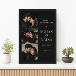 Couple Photo Frame Anniversary Black Gold Elegant Milestone Photo Frame mockup 3