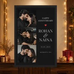 Couple Photo Frame Anniversary Black Gold Elegant Milestone Photo Frame mockup 4