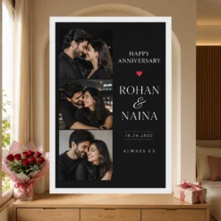 Couple Photo Frame Anniversary Black Gold Elegant Milestone Photo Frame mockup 6