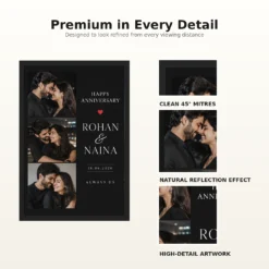 Couple Photo Frame Anniversary Black Gold Elegant Milestone Photo Frame mockup 9
