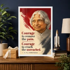APJ Abdul Kalam Courage to Reach the Unreached Frame 19 APJ Abdul Kalam Courage to Reach the Unreached Frame showing a compassionate crimson-and-ivory poster about removing pain and reaching the unreached – Professional Achievement Gift View