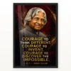 APJ Abdul Kalam Courage to Think Different Quote Frame 20 APJ Abdul Kalam Courage to Think Different Quote Frame showing a cinematic burgundy-and-gold portrait poster about thinking differently and discovering the impossible – Black Frame Main View
