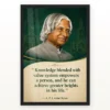 APJ Abdul Kalam Knowledge and Values Quote Photo Frame 21 APJ Abdul Kalam Knowledge and Values Quote Photo Frame showing an emerald academic portrait poster about knowledge, values and achieving greater heights – Black Frame Main View