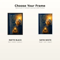 APJ Abdul Kalam Lamp of Knowledge Quote Photo Frame showing a luminous navy-and-gold poster about lighting the lamp of knowledge in the nation – Black and White Frame Options