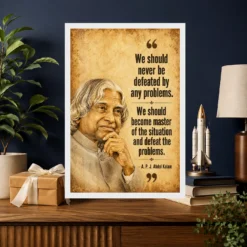 APJ Abdul Kalam Master the Problems Motivational Frame showing a vintage sepia motivational poster about mastering situations and defeating problems – Professional Achievement Gift View