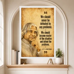 APJ Abdul Kalam Master the Problems Motivational Frame showing a vintage sepia motivational poster about mastering situations and defeating problems – Educational Reading Niche View