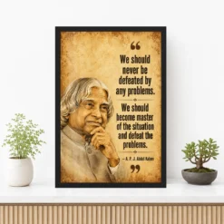 APJ Abdul Kalam Master the Problems Motivational Frame showing a vintage sepia motivational poster about mastering situations and defeating problems – Premium Console Lifestyle View