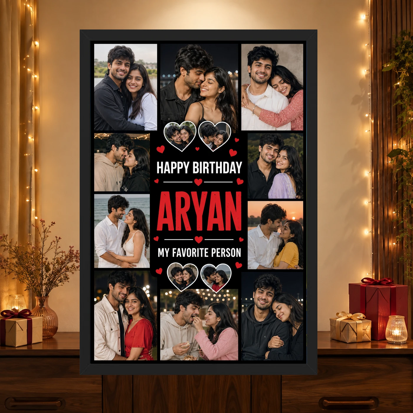 Photo Frame Gift for Boyfriend Birthday Personalised Name 4 Photo Frame Gift for Boyfriend Birthday Personalised Name mockup 4