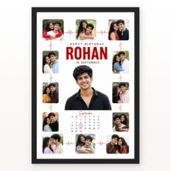 Personalized Heartline Timeline Photo Grid Frame With Message mockup 1