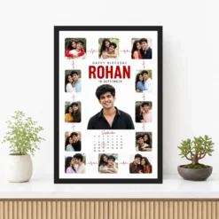 Personalized Heartline Timeline Photo Grid Frame With Message mockup 3