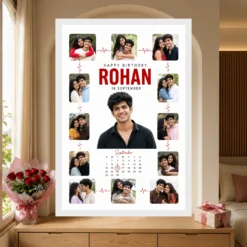 Personalized Heartline Timeline Photo Grid Frame With Message mockup 6