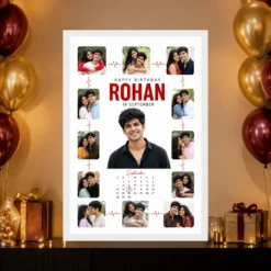 Personalized Heartline Timeline Photo Grid Frame With Message mockup 10