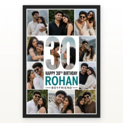 Personalized Milestone Number Photo Mosaic Frame With Message mockup 1