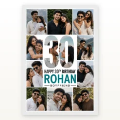 Personalized Milestone Number Photo Mosaic Frame With Message mockup 2