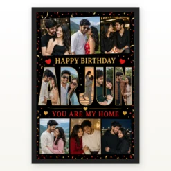 Personalized Name Mosaic Photo Grid Frame With Message mockup 1