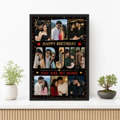 Personalized Name Mosaic Photo Grid Frame With Message mockup 3