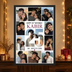 Boyfriend Photo Frame Birthday Golden Collage Design 13 Boyfriend Photo Frame Birthday Golden Collage Design mockup 4