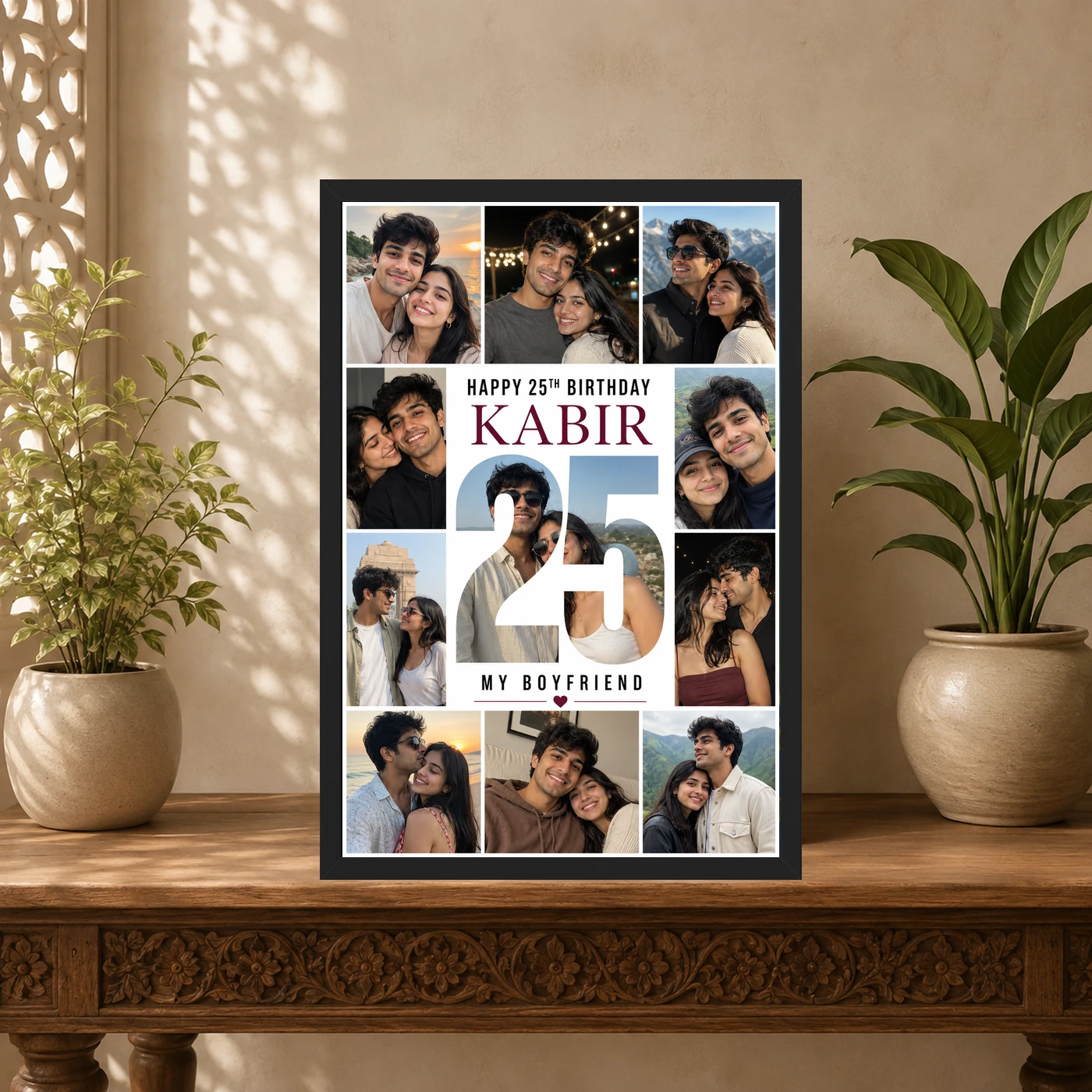 Boyfriend Photo Frame Birthday Golden Collage Design 5 Boyfriend Photo Frame Birthday Golden Collage Design mockup 5
