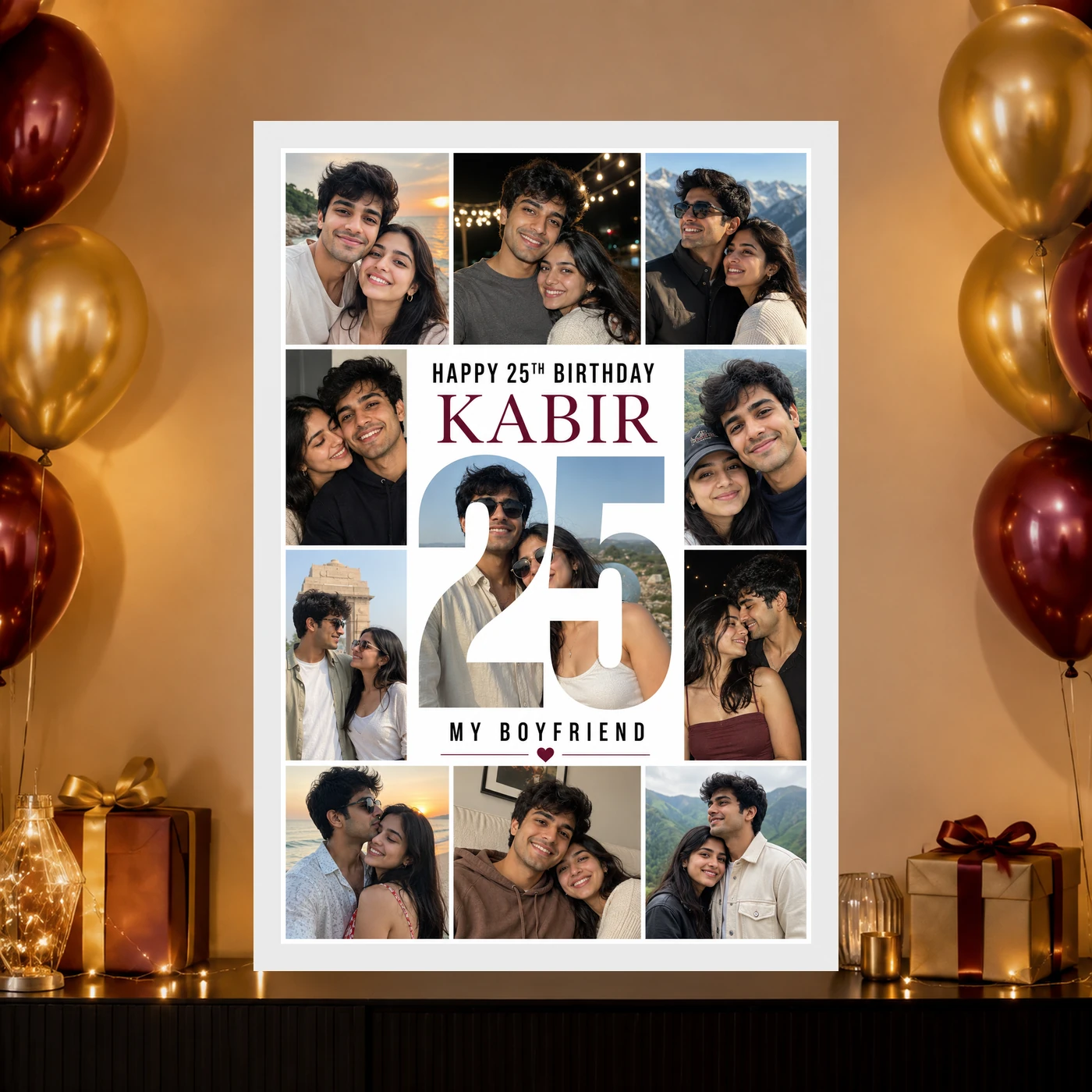 Boyfriend Photo Frame Birthday Golden Collage Design 10 Boyfriend Photo Frame Birthday Golden Collage Design mockup 10