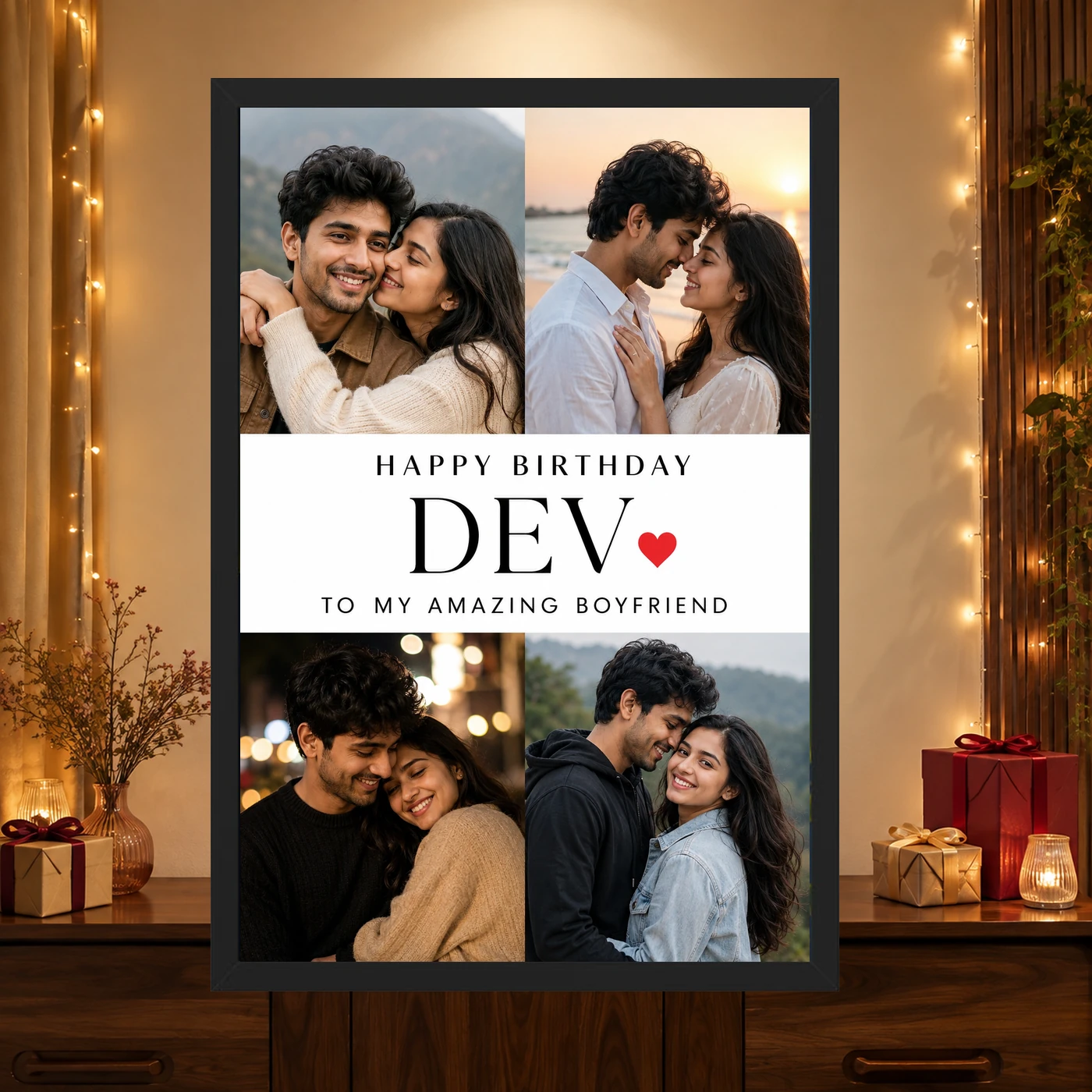 Photo Frame for Boyfriend Birthday Couple 5 Photo 4 Photo Frame for Boyfriend Birthday Couple 5 Photo mockup 4