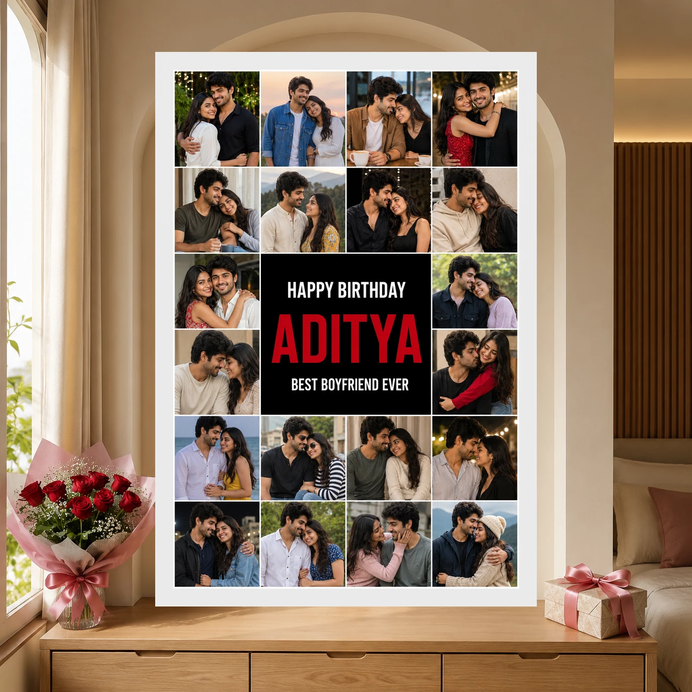 Personalized Editorial Filmstrip Photo Grid Frame With Message 6 Personalized Editorial Filmstrip Photo Grid Frame With Message mockup 6