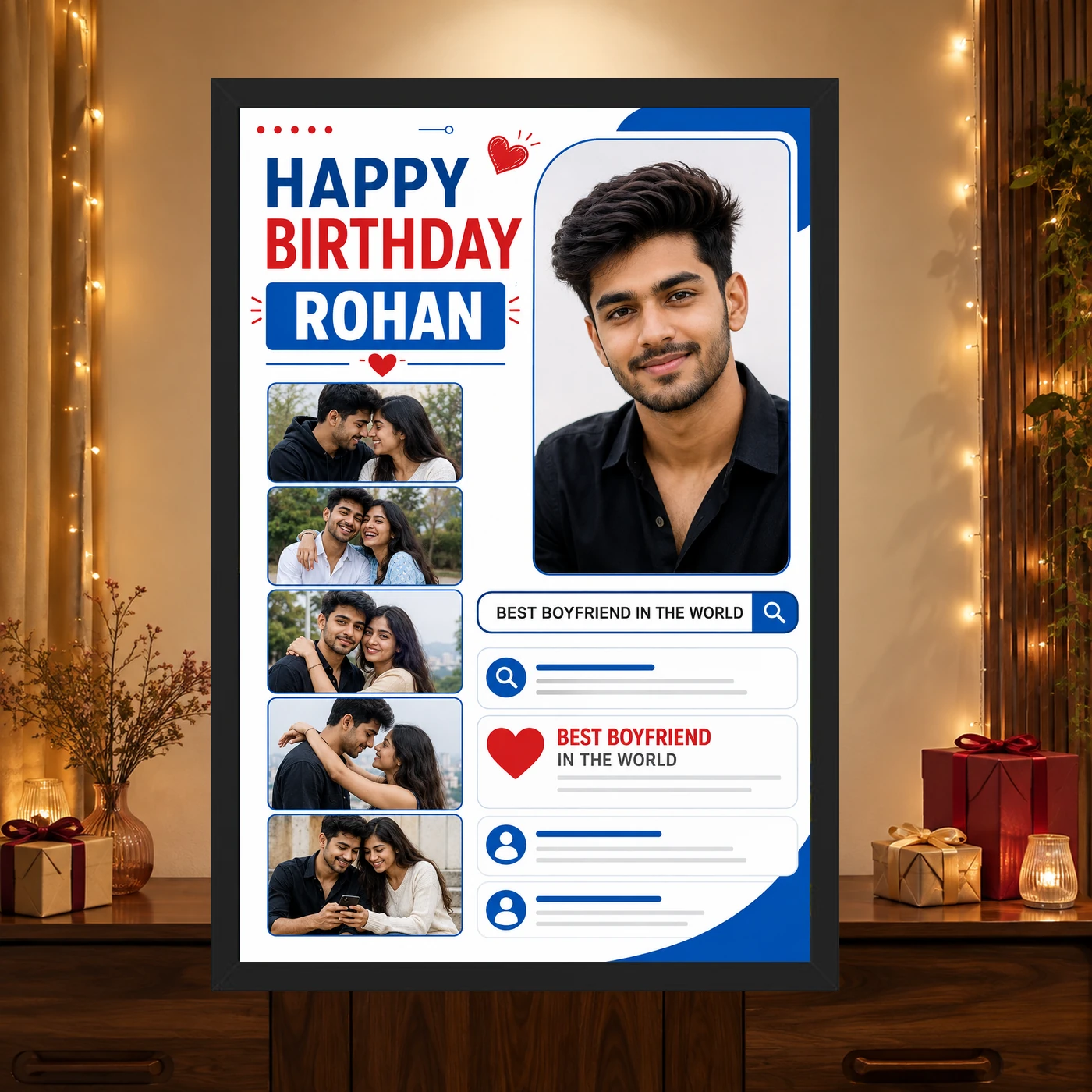 Birthday Photo Frame for Boyfriend Forever Person Design 4 Birthday Photo Frame for Boyfriend Forever Person Design mockup 4