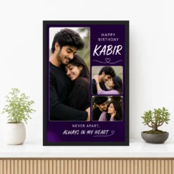 Boyfriend Birthday Photo Frame Large Portrait 3 Photos mockup 3