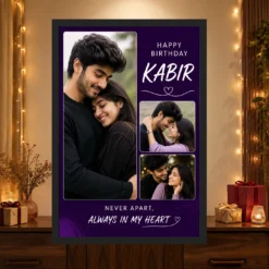 Boyfriend Birthday Photo Frame Large Portrait 3 Photos mockup 4