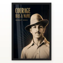 Bhagat Singh premium Art Deco Courage Has a Name portrait photo frame – Black Frame